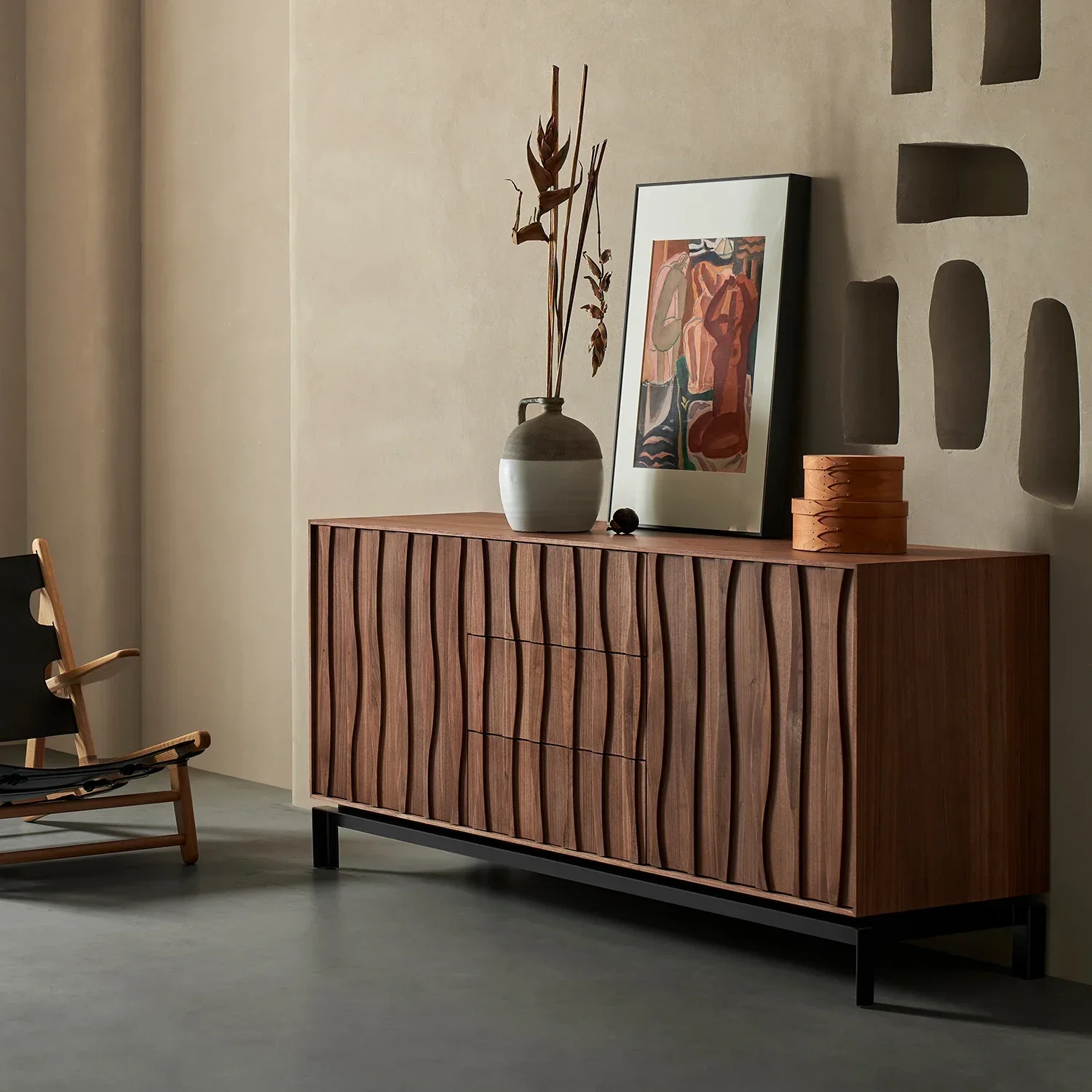 Solid Wood North American Black Walnut Locker   Side Cabinet