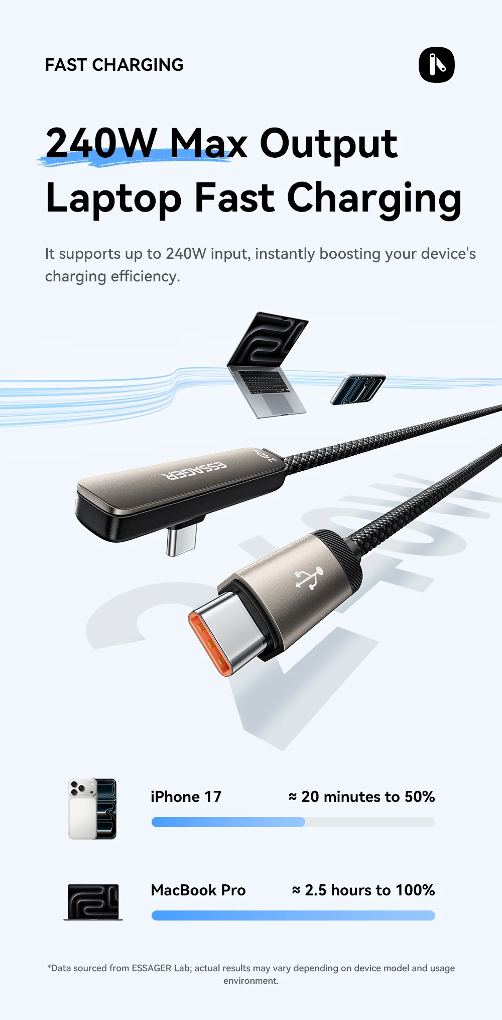 Essager 2-in-1 240W USB-C-Kabel mit Telefonständer für iPhone 17 16 Pro Max iPad Typ-C-Kabel für Macbook Xiaomi Samsung S25 – Detail 5