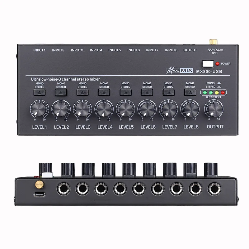 

MX800USB 8-channel mixing console mixer, multi input mixing console audio signal, instrument guitar extender