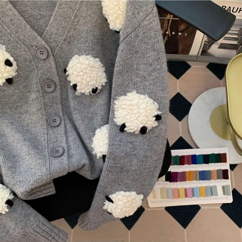 Dames Winter Herfst Tops Gebreide trui Vest V-hals Schapen Effen Kleur Slank Eenvoudig Los Ontwerp Hoog Nieuw Zacht Veelzijdig