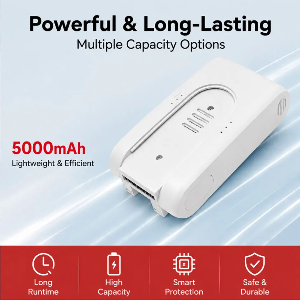NEUER 25,2V wiederaufladbarer Lithium-Ionen-Akku 5000mAh für Xiaomi Mijia G9 G10 kabellosen Staubsauger 5000mAh Zubehör