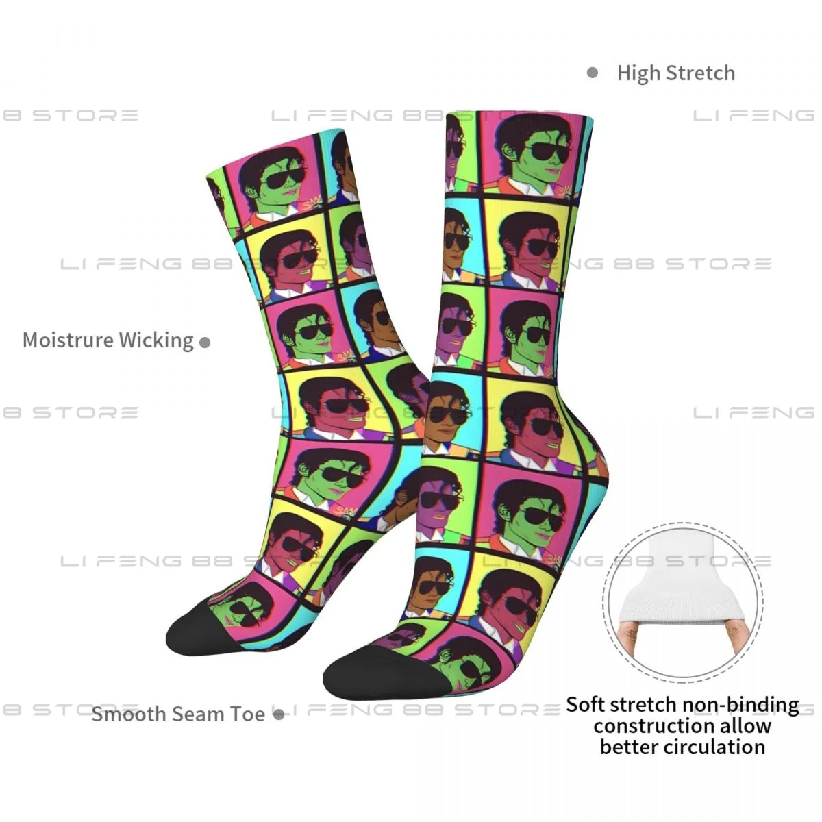 Michael Jackson Graphic Men Women Socks Cycling Novelty Spring Summer Autumn Winter Stockings Gift