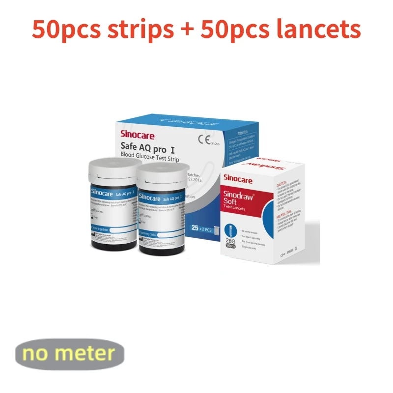 Sinocare Safe AQ Pro I Bloedglucosemeter Glucometer Kit Diabetes Tester Medische bloedsuikerspiegelmeter of alleen teststrips Lancetten