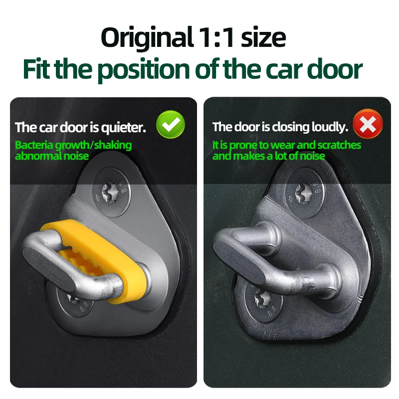 4pcs Car Door Slam Stopper Reduce Noise Secure Fit Silicone Door Latch Protective Cover Buffer Cushion Auto Door Anti-Shock Pad