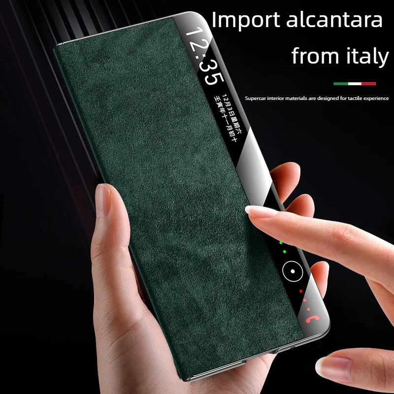

Smart magnetic flip case for huawei mate x6, premium alcantara material with wrist strap & stand for huawei mate x3 mate x5 Case