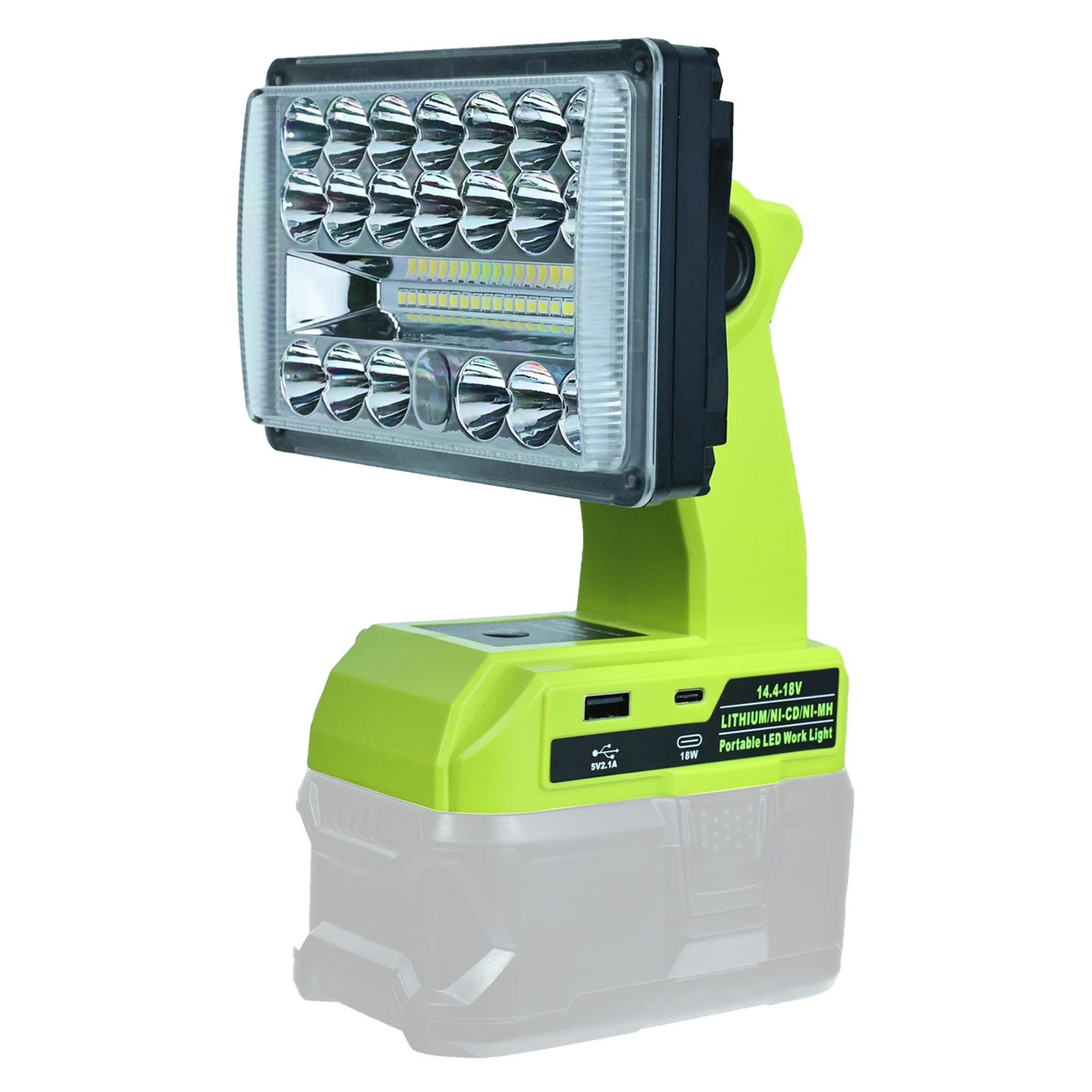 Imagem -06 - Luz de Trabalho Led para Ryobi Bateria Li-ion com Usb Porta tipo c Lanterna Holofotes sem Bateria 18v 5in 2000lm 28w