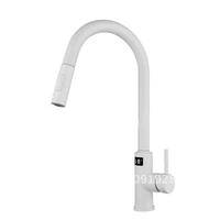Digital Display White Smart Touch Faucet Hot&Cold Pull-out Kitchen Multi-function Stainless Steel
