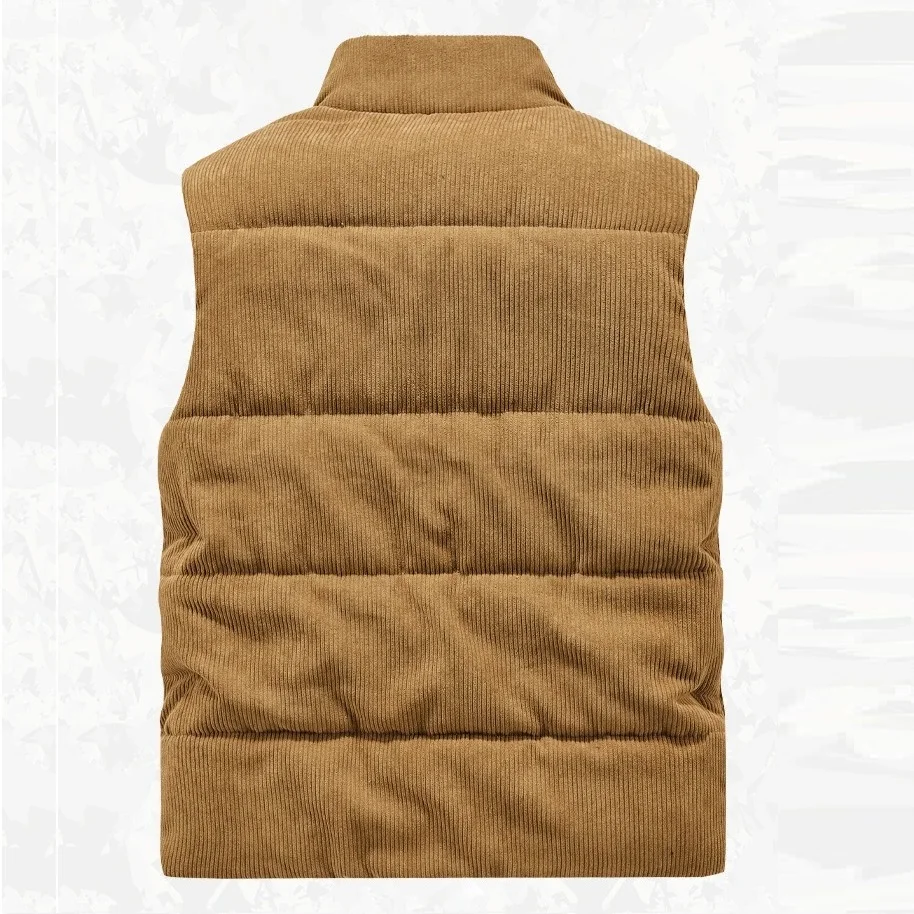 6XL الرجال سروال قصير سترة زمم صوف مبطن جاكيت بلا إكمام الذكور سميكة الخريف شتاء دافئ عادية خارج العمل البني صدرية