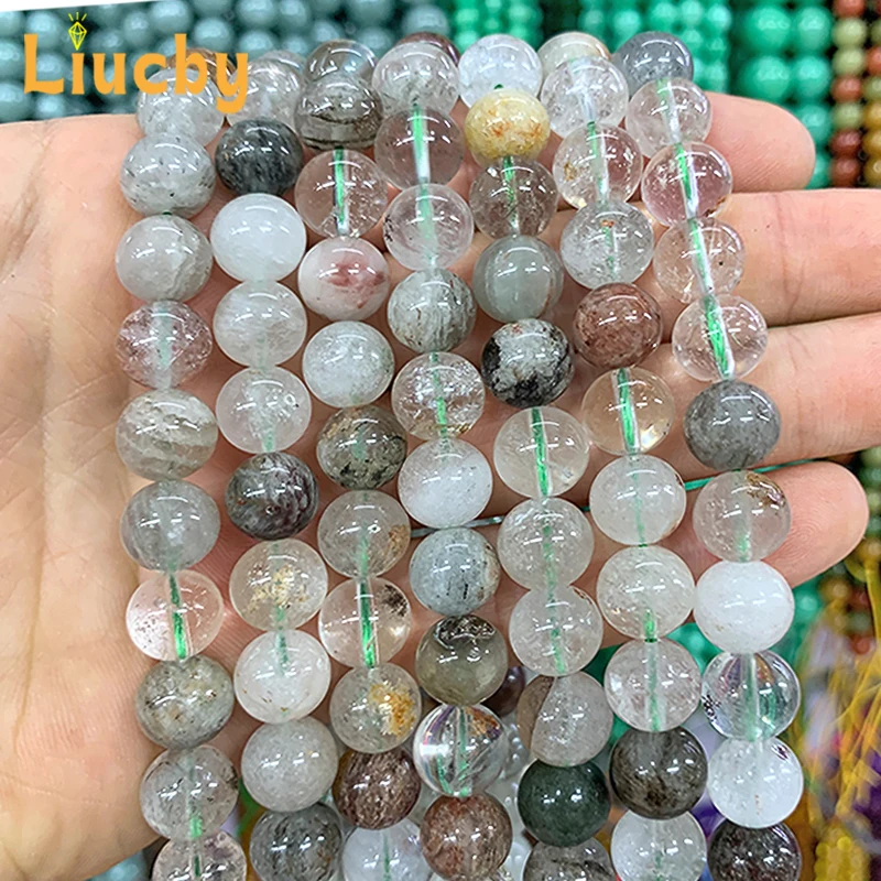 

Smooth Natural Stone Green Water Ghost Crystal Beads For Jewelry Making DIY Advanced sense Bracelets Necklace 15" Inch 6/8/10mm