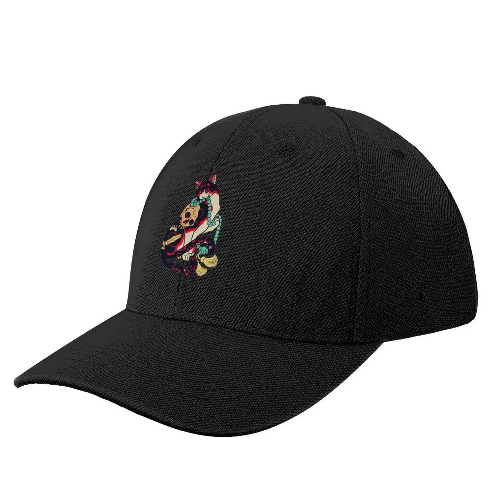Antique Japanese Woodblock Print Cat with Flower Tattoos Baseball Cap Hood Horse Hat Women's Hats 2025 Men's