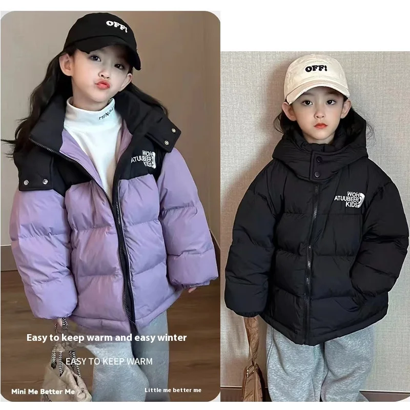 

New Children's Bread Clothing Down Jackets for Autumn and Winter, Thickened Warm Hooded Jackets for Boys and Girls