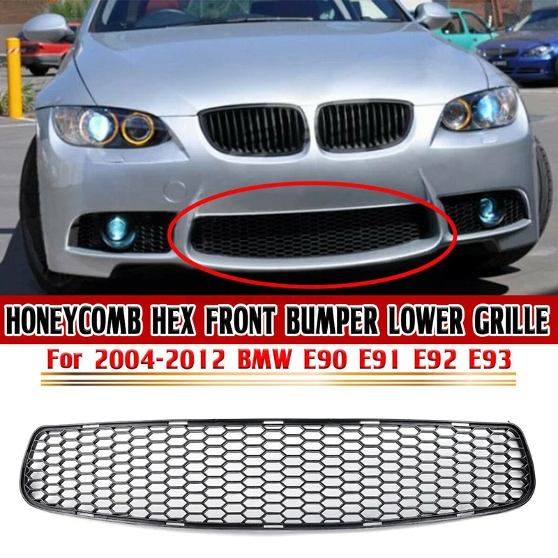 

M3 Style Car Front Bumper Lower Grille Grill Cover Honeycomb Mesh Racing Grills Trim For BMW E90 E91 E92 E93 2004-2012