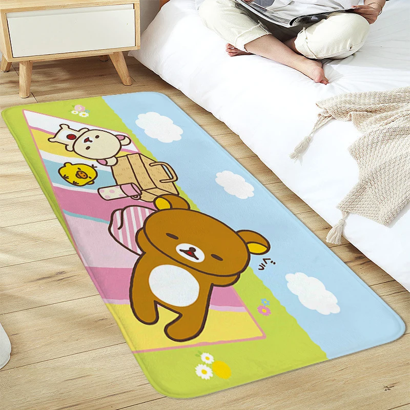 Children's Bedroom Carpet R-Rilakkumas Lovely Flannel Hallway Veranda Floor Foot Mat Anti Slip Custom Bathroom Kids Room Rug