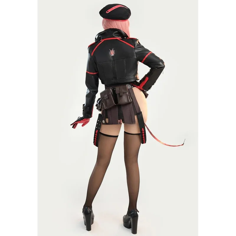 Game NIKKE Cosplay The Goddess of Victory Rapi Doujin Leather Uniform Anime Halloween Women Costumes Jacket Shirt Vest Hat Suit