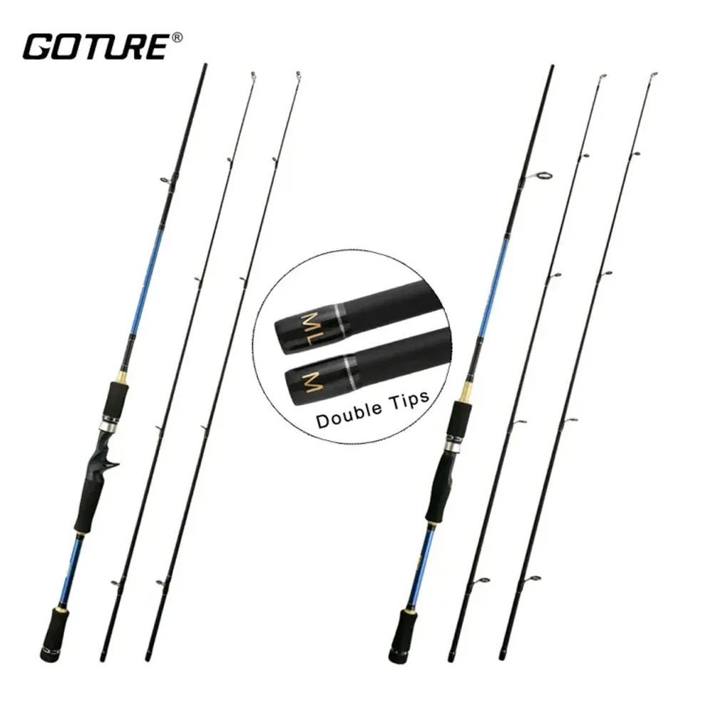 Goture KNIGHT M+ML Double Tips Spinning Casting Carbon Fiber Fishing Rod Lure Rod for Saltwater and Freshwater