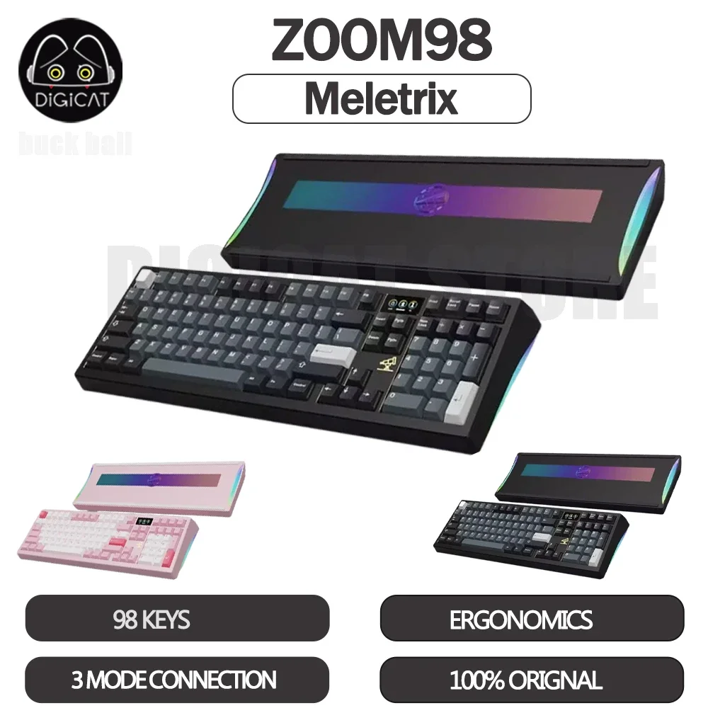 

Игровая механическая клавиатура Zoom98 Meletrix, 3 режима, USB/2,4G/Bluetooth, беспроводные клавиатуры, клавиатуры с функцией горячей замены RGB, офисные игровые клавиатуры