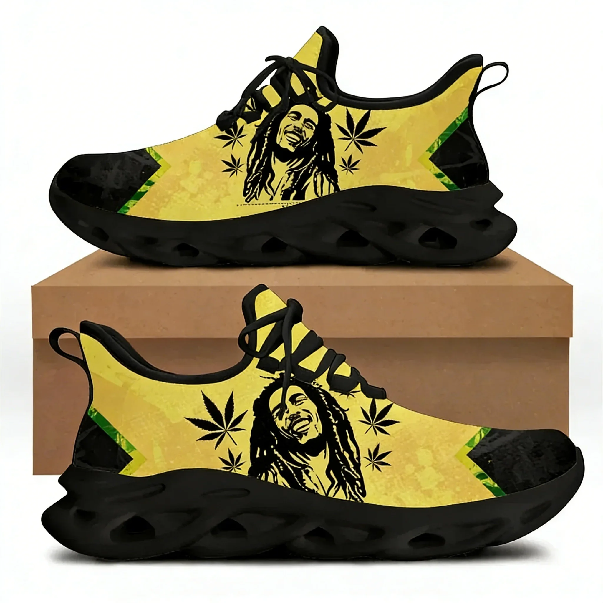 Zapatillas transpirables con diseño de la bandera de Jamaica para hombre, zapatos planos ligeros de primavera, calzado para caminar con cordones para hombre, Zapatillas