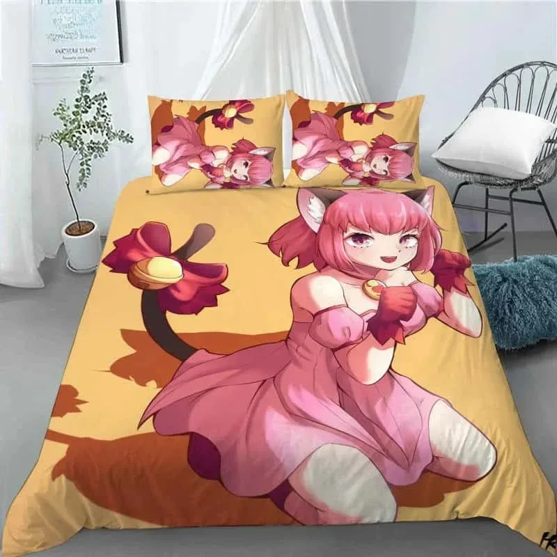 2025 New 3D Anime Kawaii Girls Tokyo.Mew.Mew Bedding Set Duvet Cover Bedclothes Comforter Cover With Pillowcase For Kid Home Tex