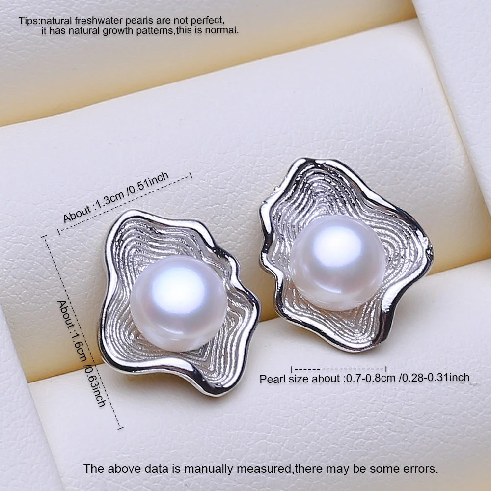 FENASY Genuine Natural Freshwater Pearl Stud Earrings 925 Sterling Silver Party Jewelry Elegant Gifts For Women Wholesale