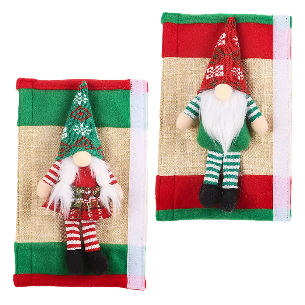 2Pcs Christmas Refrigerator Handle Covers Soft Protective Wraps for Microwave Oven Kitchen Appliance Holiday Decor