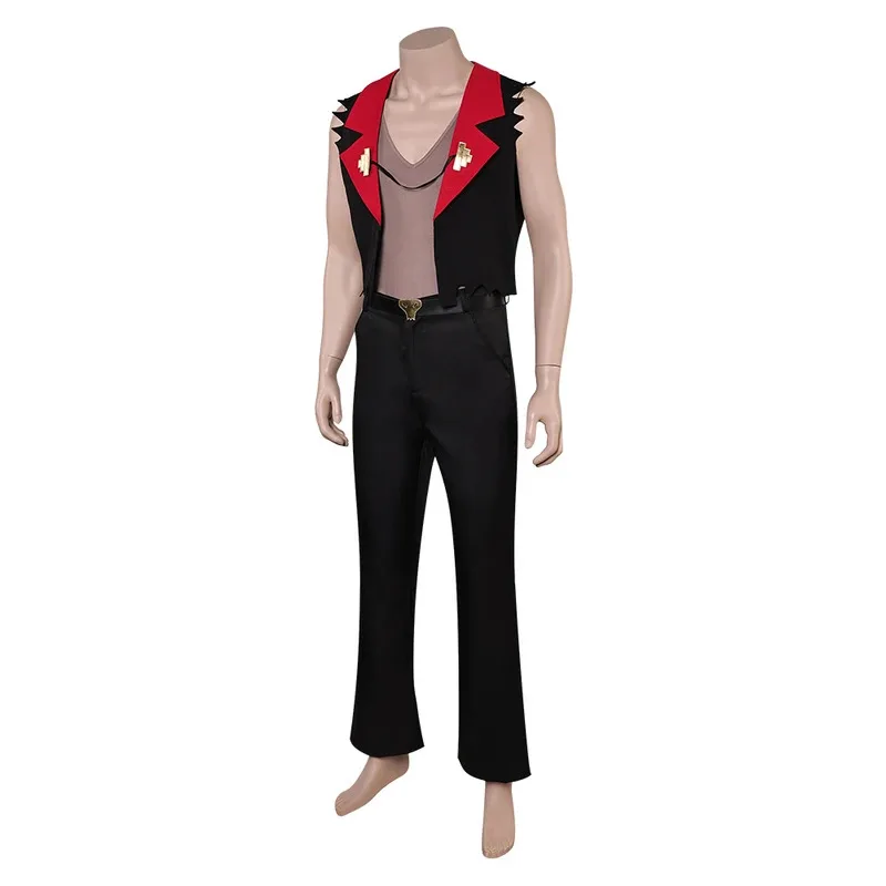 

Cartoon Helluva Boss Satan Cosplay Fantasia Costume Vest Pants Belt Disguise For Men Male Adult Halloween Carnival Suit