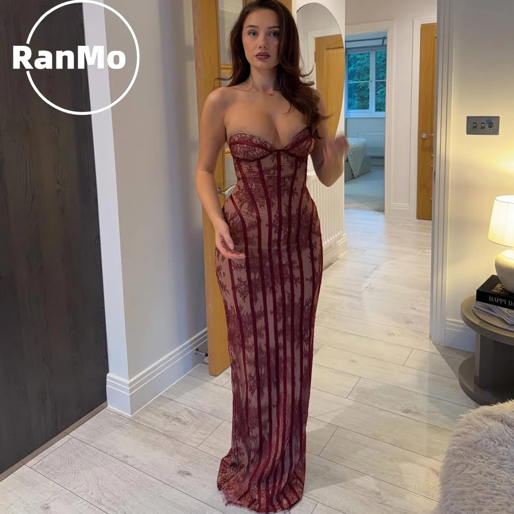 

Ranmo New Customized Mermaid Illusion Prom Dress Sweetheart Sleeveless Vestidos De Noche فساتين سهرات Evening Dresses