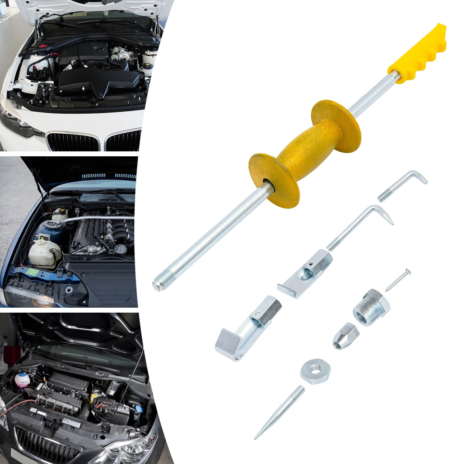 Dent Repair Tool 9Pcs Hand Powered Car Body Dent Repair Tool Auto Dent Puller Slide Hammer Fitting Set