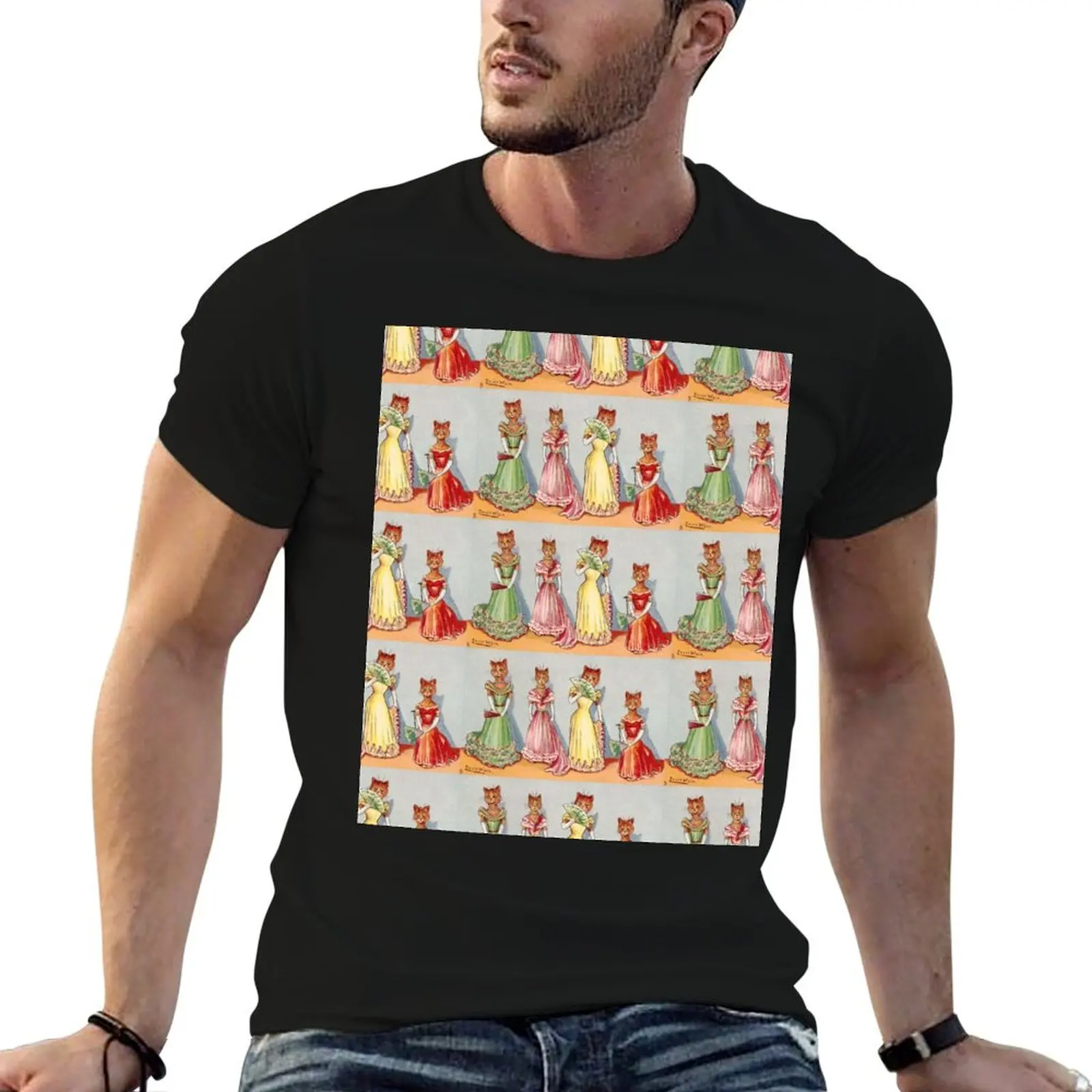 

Wallflower Cats by Louis Wain T-Shirt t shirts for man cotton funny anime t shirts for man T-Shirt