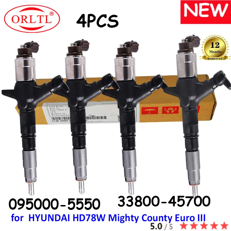 

ORLTL NEW 33800-45700 Genuine Fuel Injector 0950005550 095000-5550 3380045700 For Hyundai County D4DD 4PCS/LOT