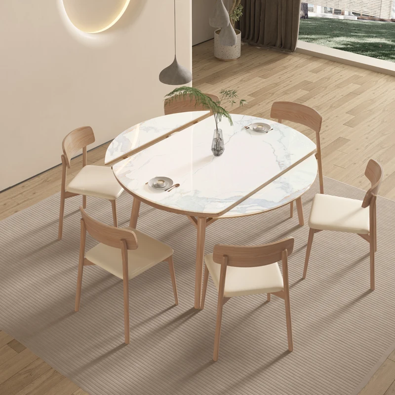 

Kitchen Extendable Oval Dining Wood Folding Hotel Marble Unique Coffee Table Home Nordic Mesa Comedor Restaurant Furiture