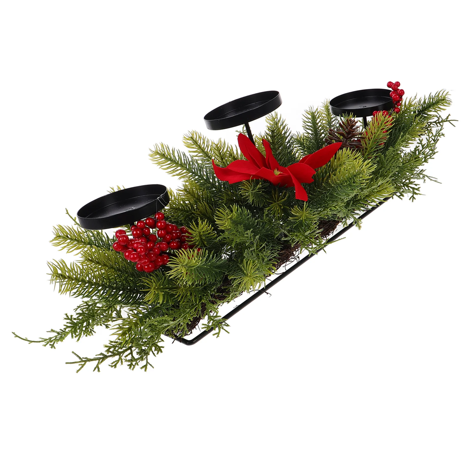 

Christmas Holder Centerpiece Poinsettia Tealight Holders Tabletop Decor Home Party Mantel Xmas Table Candlestick Holders