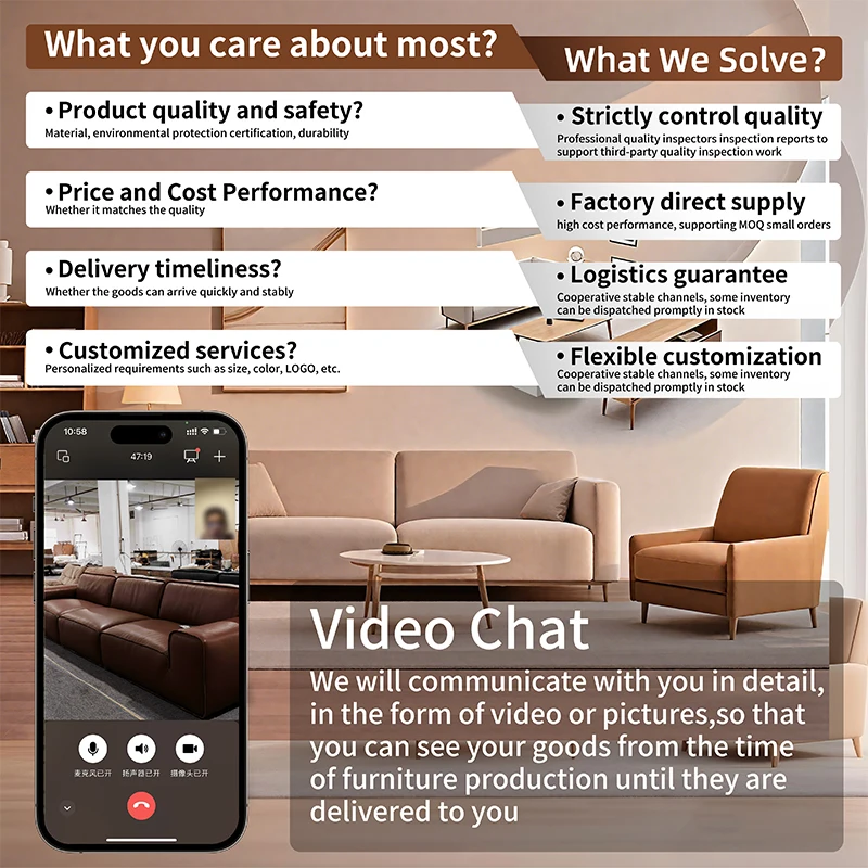 Fabryka mebli wysokiej jakości w Dongguan, produkcja na zamówienie OEM/ODM, sypialnia z opcjonalnym stołkiem do makijażu, flanela, skóra