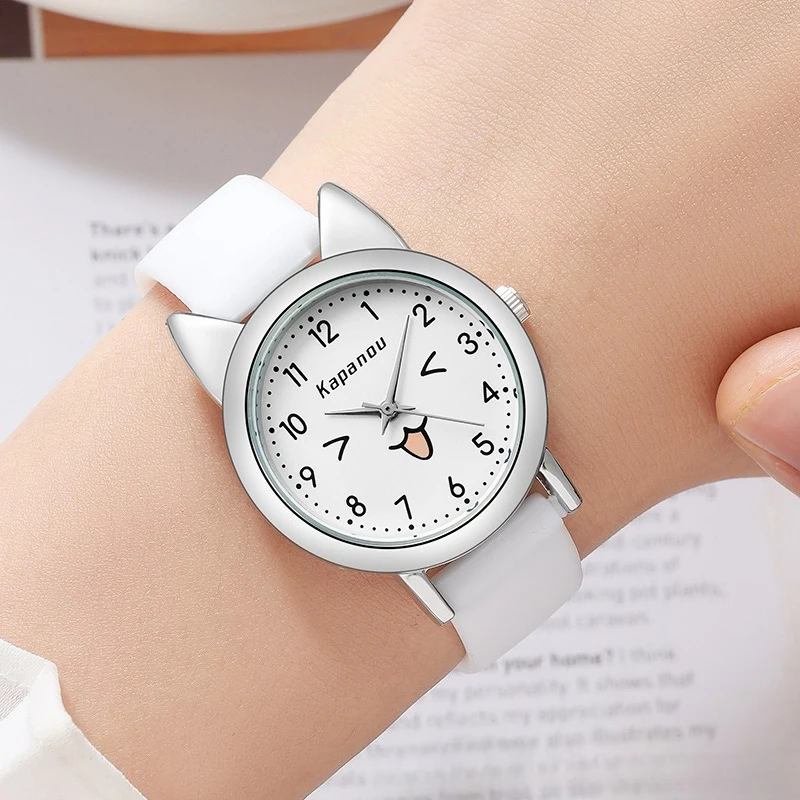 Cute Cat Ear Watch for Women, Fashionable Soft Tape Candy Colored Watch view 5