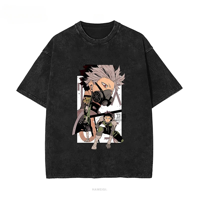 

KAIJU NO.8 T-Shirt Kaiju No.8 Hibino Kafka Peripheral Short Sleeve T-shirt Vintage Wash Done Old Oversized Loose Washed Cotton