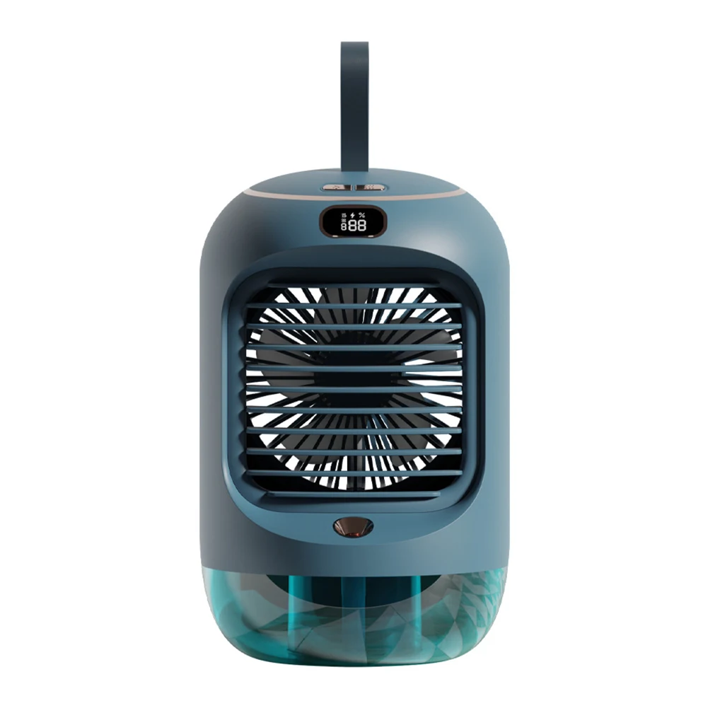USB portable air cooler mini desktop fan with spray function and automatic oscillation compact energy saving fan for office use