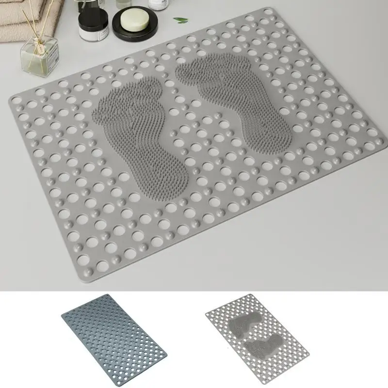 Anti Slip Bath Mat Foot Massage Bath Mat Silicone Foot Scrubber Shower Mat With Antislip Suction Cups And Drain Holes Feet