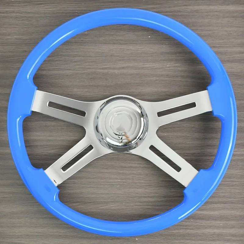 High Quality Vintage Truck Steering Wheel With Four Spoke Chrome Alloy And Horn Button Interior Accessory