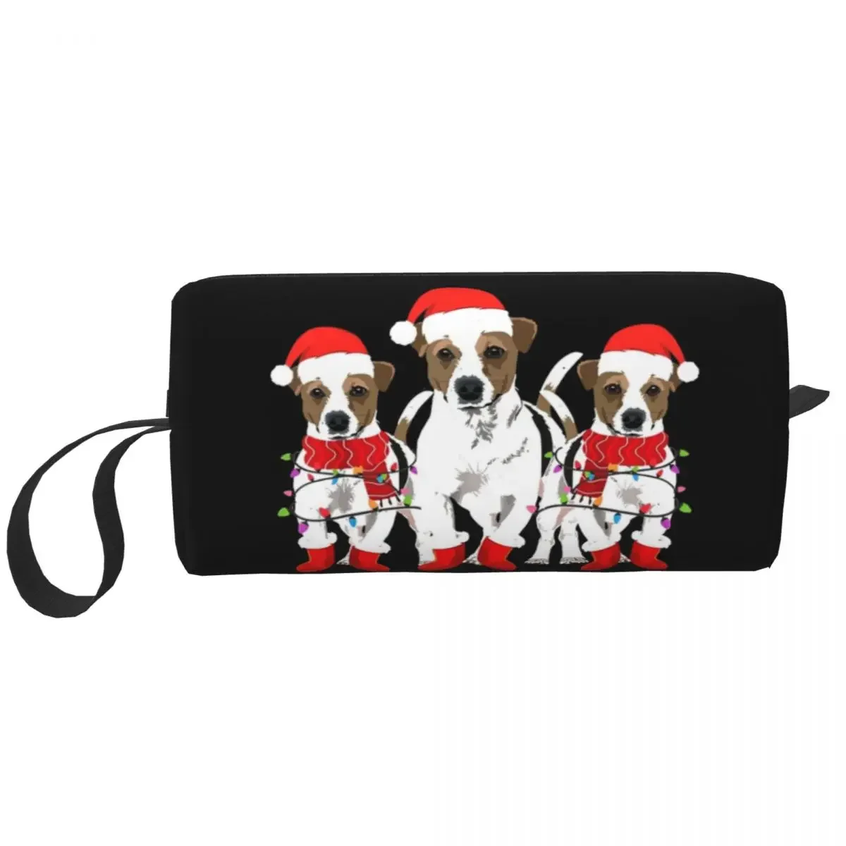 Jack Russell Christmas Dogs Makeup Bag Cosmetic Organizer Storage Toiletry Cosmetic Bag for Women Beauty Pencil Case