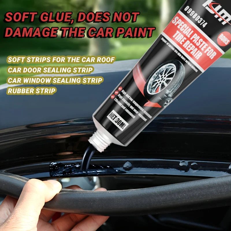 Ljm - Sellador de Goma para Automóviles de 30 ml, Adhesivo Fuerte e Impermeable para Sellado de Ventanas y Puertas de Automóviles, Reparación de Neumáticos