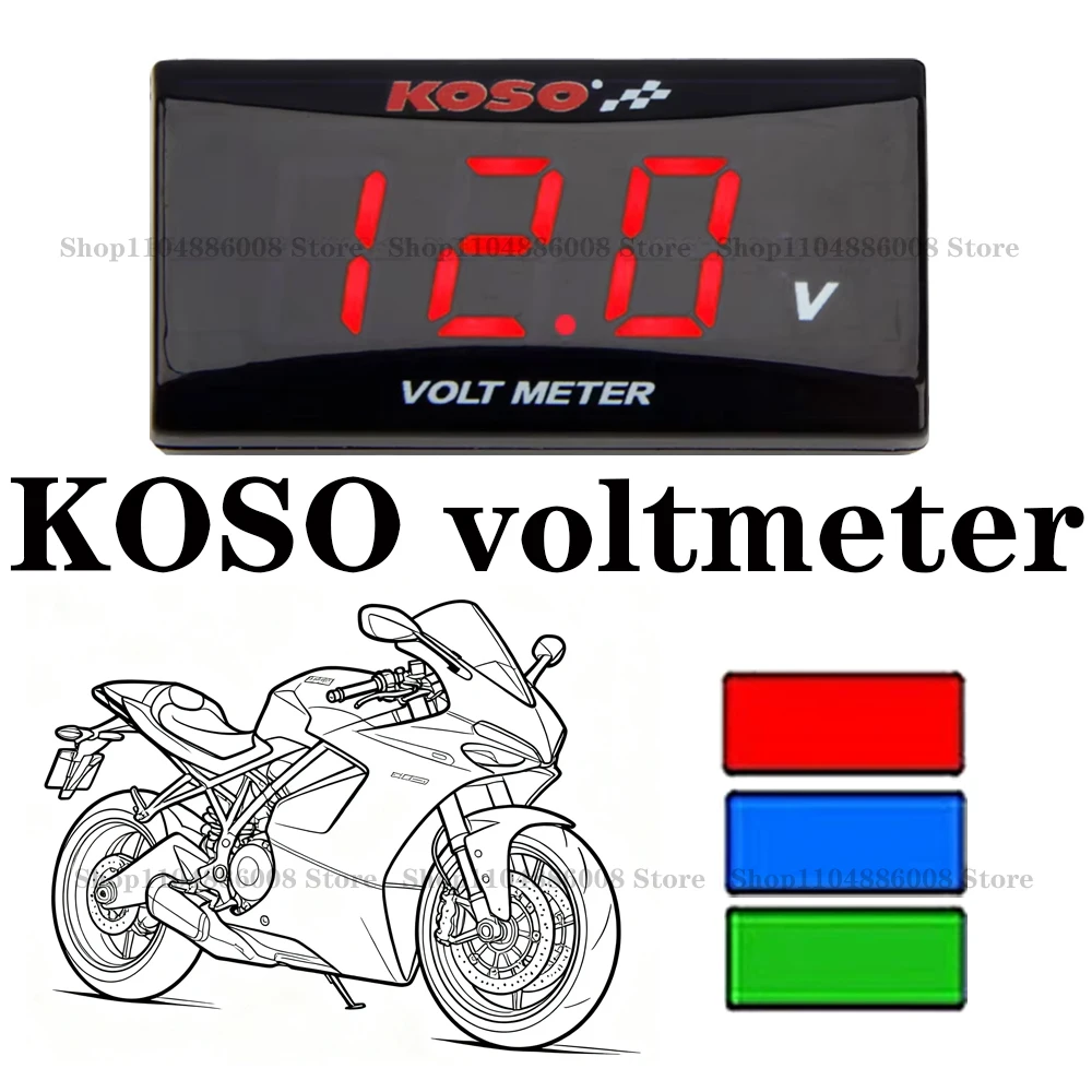 

KOSO Motorcycle Mini Voltage Meter Voltmeter 0-20V LED Digital Display Waterproof Voltage Tester Modified Accessories