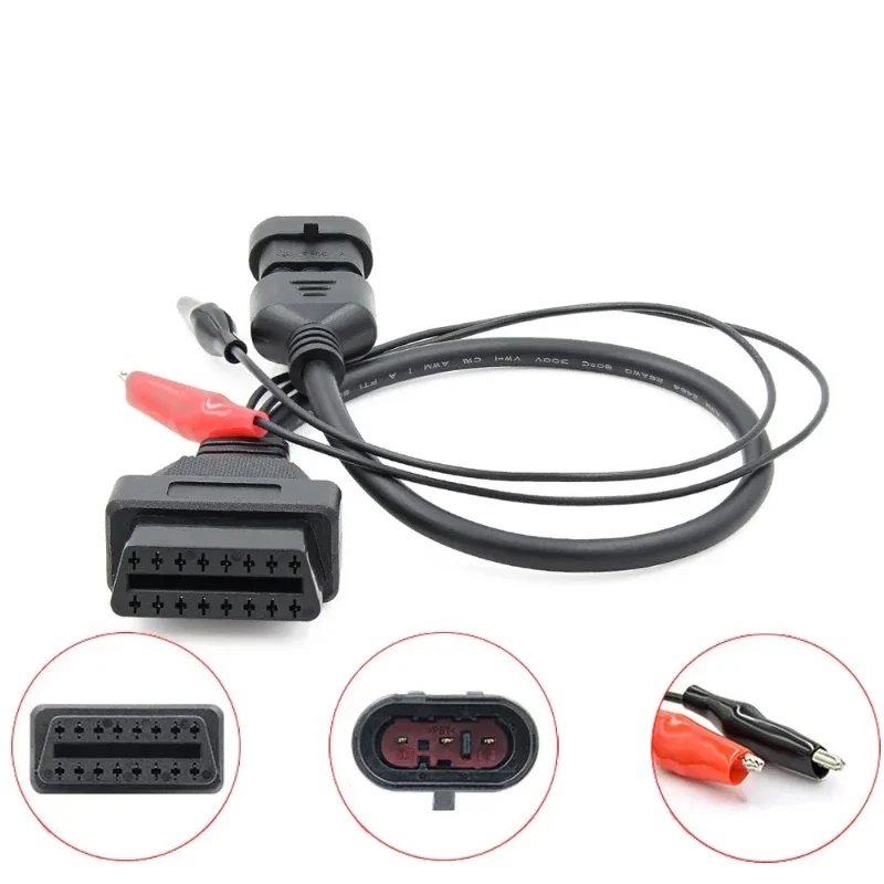 NEW For Fiat/Alfa/Lancia 3 Pin to 16 Pin OBDII OBD2 connector Adapter Auto- Car Cable For Fiat 3pin Female Diagnostic Cable Tool