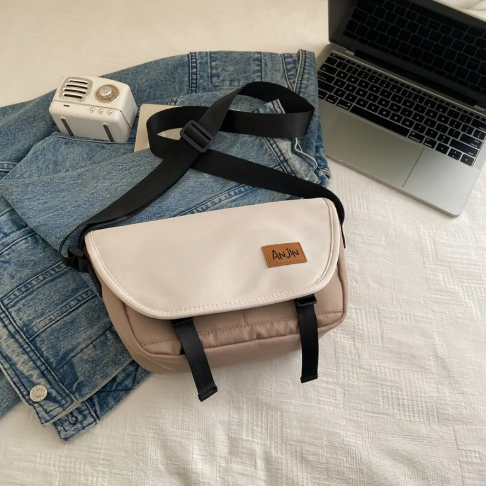 Durable Large Capacity Nylon Messenger Bag Multi Pocket Sling Crossbody Bag Korean Style Flip Cover Mailman Bag Men