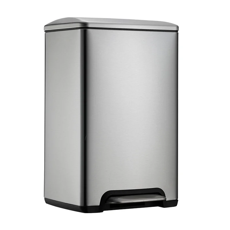 12-liter Stainless Steel Rectangular Advanced Silent Trash Can Household Kitchen Fingerprint-proof Foot Fixed Cover