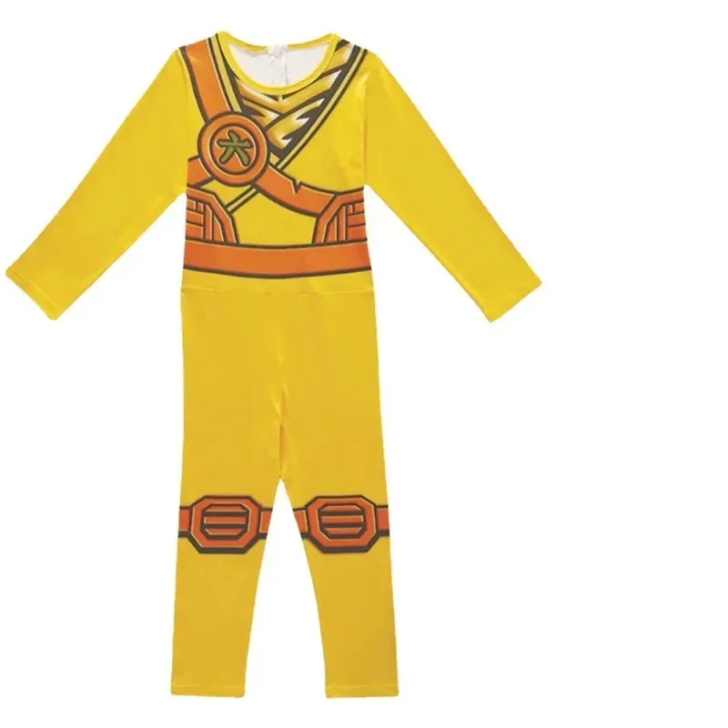 어린이 다리 닌자 코스프레 슈퍼 히어로 점프 슈트 어린이 애니메이션 닌자 의상 멋진 파티 드레스 카니발 할로윈 의상 (장난감 포크 포함)