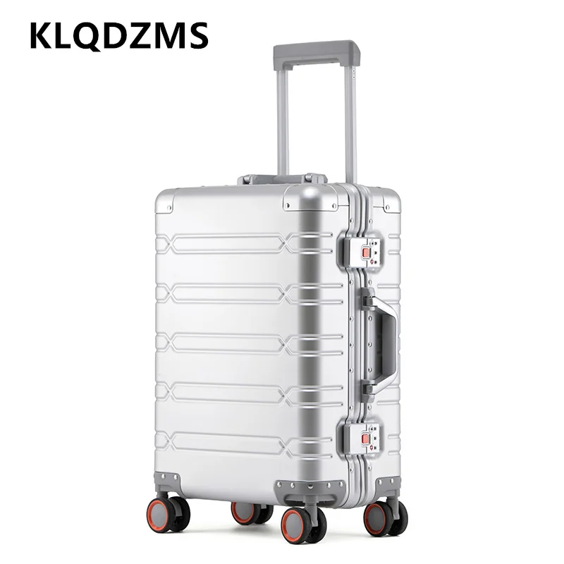 KLQDZMS 20"24"29 Inch Travel Suitcase Full Aluminum Magnesium Alloy Trolley Case Men's Business Boarding Box Wheeled Luggage