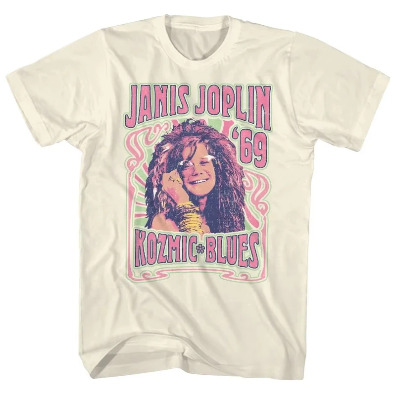Camiseta com estampa de músico de rock, camiseta casual de algodão, Janis Joplin, camiseta retrô punk, roupas retrô de rock