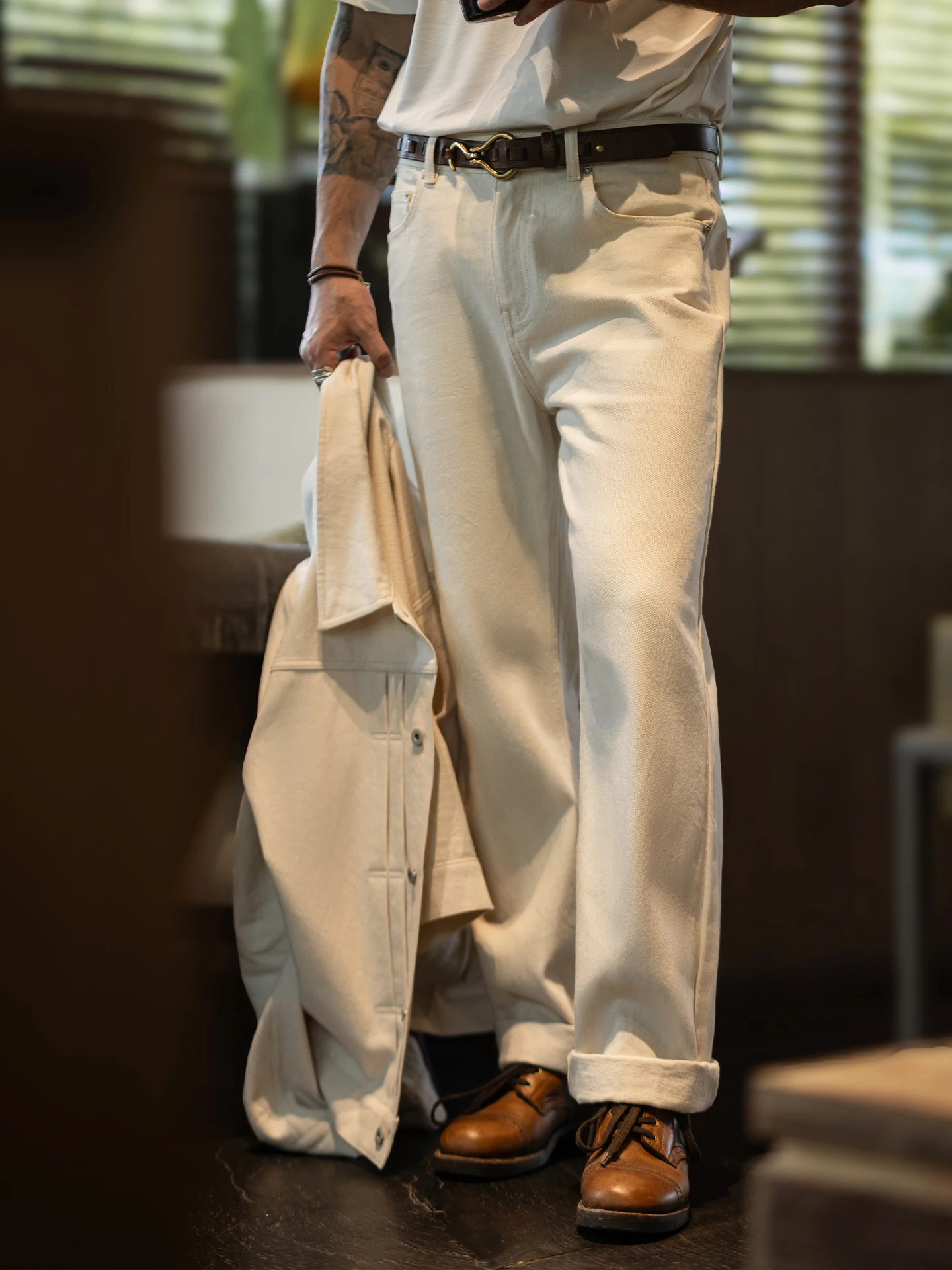 Retro Washed Denim Men's Casual Pants Loose Wide Leg Cotton Straight Cut Autumn New Style Comfortable Fit Classic Blue Jeans