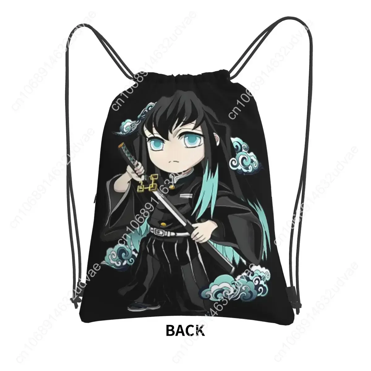 Chibi Mist Pillar Muichiro Tokito Portable Backpacks Drawstring Bag Drawstring Bundle Pocket Storage Bags For Travel Man Woman