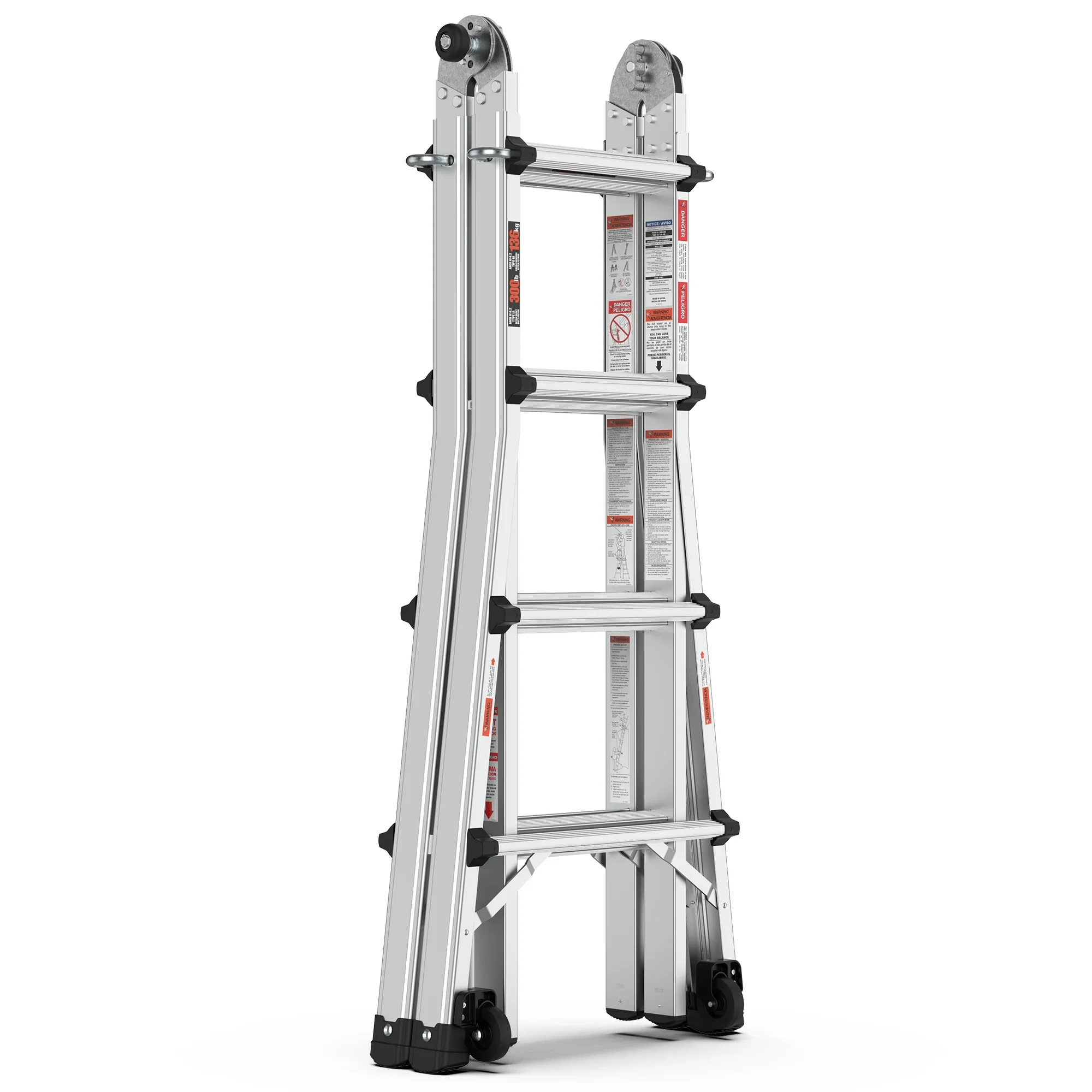 Multifunctional folding ladder Household rubber anti-skid safety high aluminum telescopic ladder herringbone extension ladder