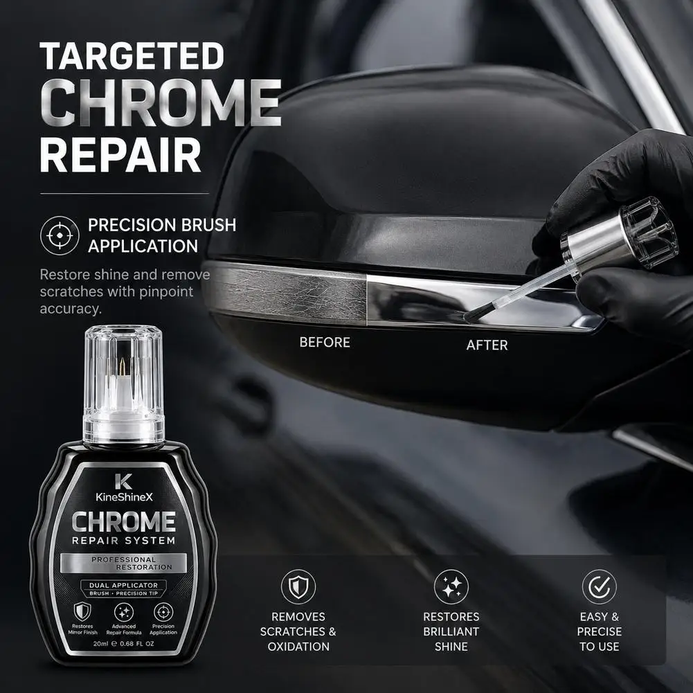 Double-Headed Brush Chrome Plated Metal Repair Solution for Precise Application Dullness & Fine Scratches Improvement